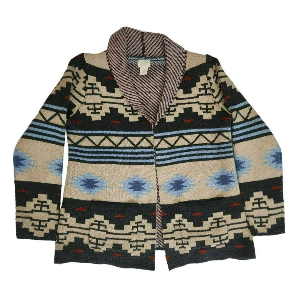 Telluride Clothing Company Women's Fair Isle Open Front Jacket Cardigan Medium - Picture 2 of 10